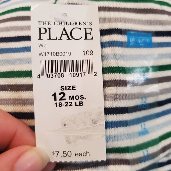 Place 12 month long sleeve striped onesie - Picture 4 of 5